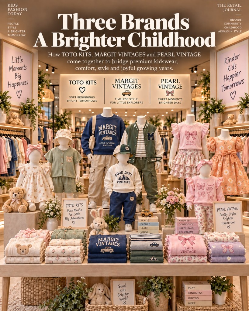 Three brands, a brighter childhood: TOTOKITS, Margit Vintages, and Pearl Vintage displayed together.